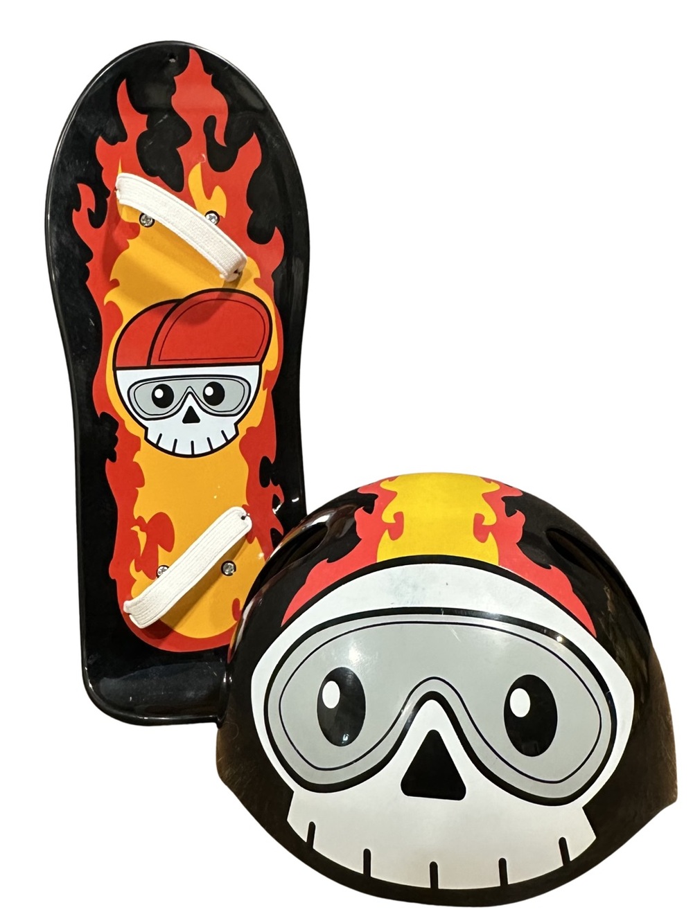 BABW Build-A-Bear Toy Helmet & Skateboard Skull Flame  Costume Accessory Lot